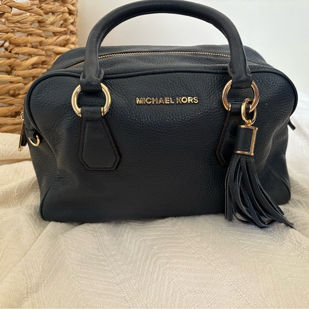 Michael Kors  Navy Satchel with Gold Accents